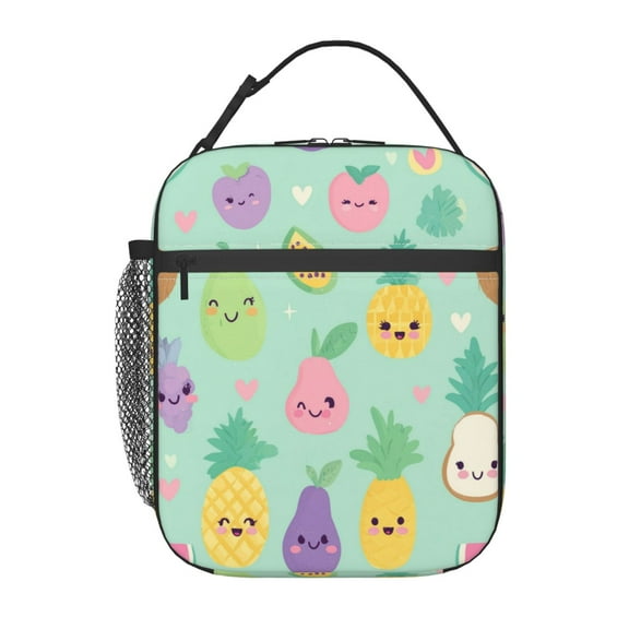 Pineapple, Mango, Coconut, Watermelon And Passion Fruit Tropical Fruits Lunch Bag for Office Women – Stylish Thermal Insulated Tote with Shoulder Strap, Lightweight for Work or Travel