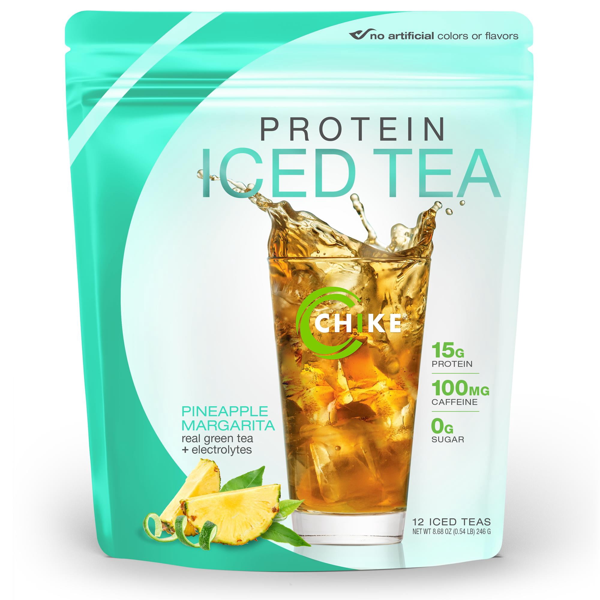 Chike Pineapple Margarita Protein Iced Tea with 100mg Caffeine, 12 Servings