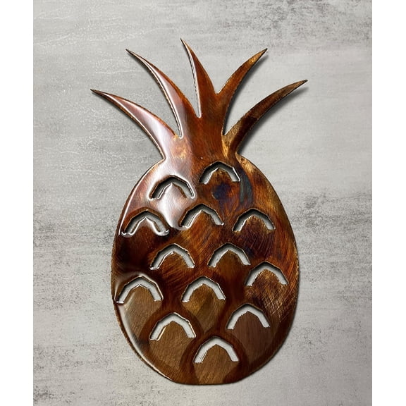 Pineapple Metal Wall Art (12 1/4" x 8 1/4", copper and bronzed plated)