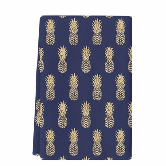 Pineapple Microfiber Kitchen Towel, Yellow Fruit Navy Blue Summer Tropical Soft Absorbent Dish Towels, Quick Drying Washable Dishcloths for Kitchen Cleaning, Drying Dishes, 18x28 Inches