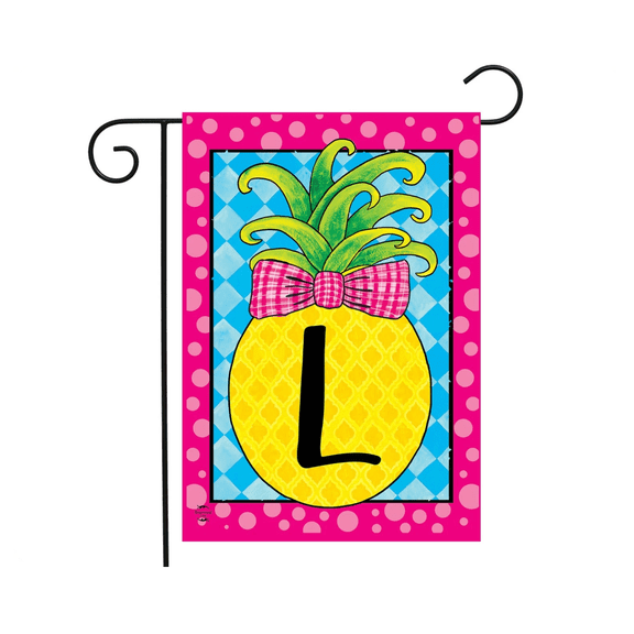 Pineapple Monogram Letter L Flag 12x18 POLE NOT INCLUDED Garden Flag