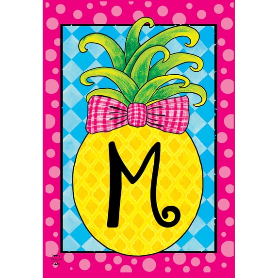 Pineapple Monogram Letter M Garden Flag Briarwood Lane 12.5" x 18"