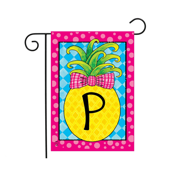 Pineapple Monogram Letter P Flag 12x18 POLE NOT INCLUDED Garden Flag