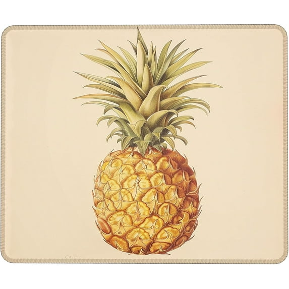 Pineapple Mouse Pad Aesthetic Tropical Fruit Modern Country Rustic Art Beige Yellow Green Polyester Rubber Waterproof Decorative Perfect for Library, Office, or Home Square 9.5x7.9 Inch