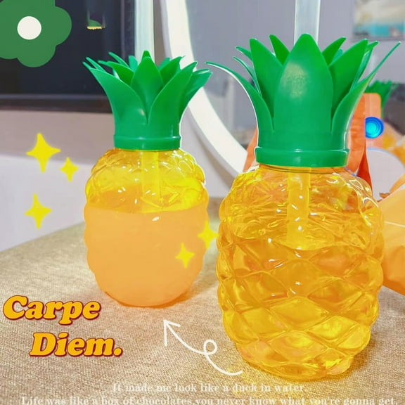 Pineapple Mug, Pet Tea Cup, Cute Drink, Juice, Smoothie, Plastic Cup,Cup Pineapple Cup Pet Tea Cup Cute Beverage Juice Shake Plastic Cup,