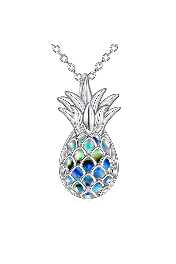 Pineapple Necklace Sterling Silver Abalone Shell Tropical Pineapple Choker Necklace Cute Fruit Pendant Jewelry for Women