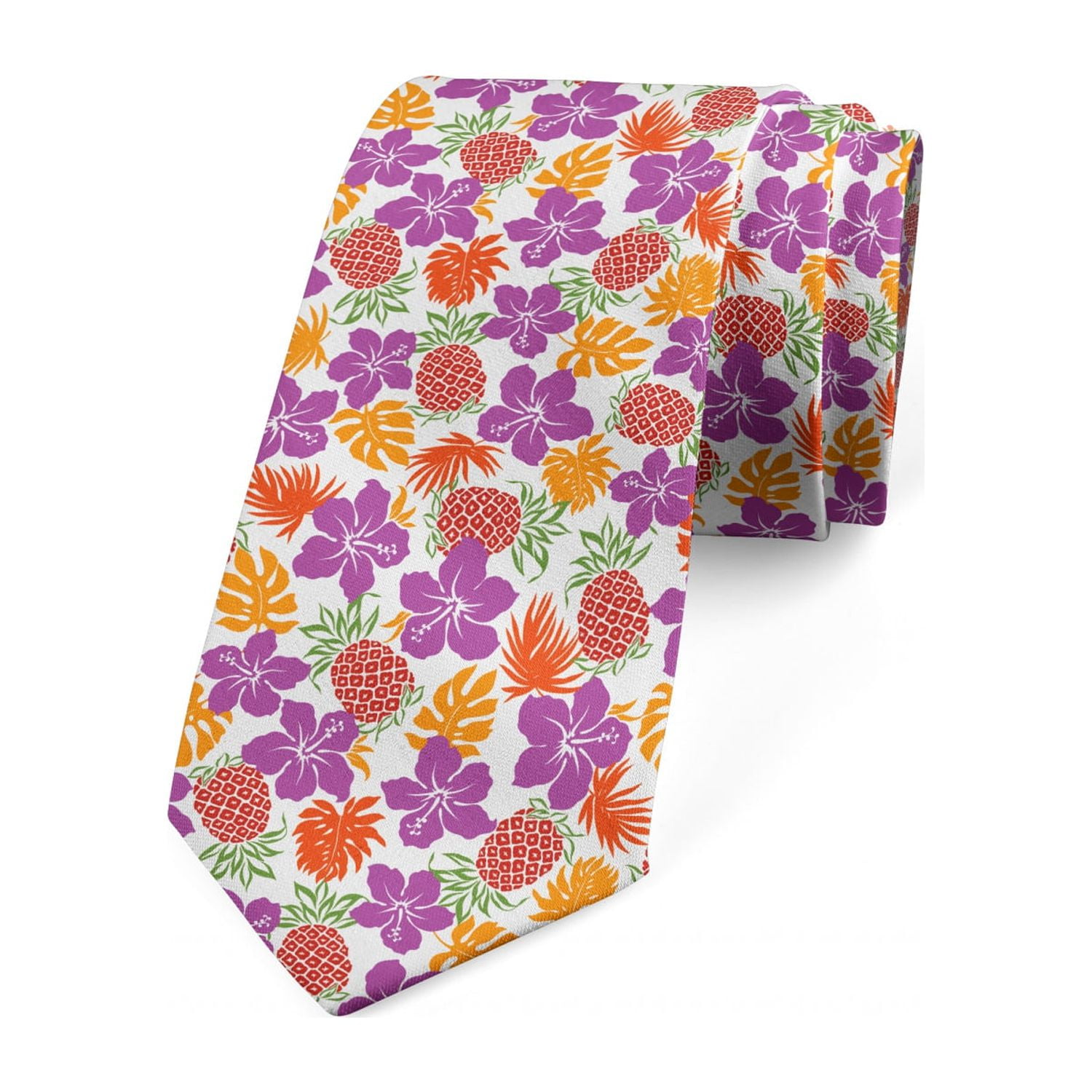 Pineapple Necktie, Tropical Hawaii Hibiscus, Dress Tie, 3.7 ...