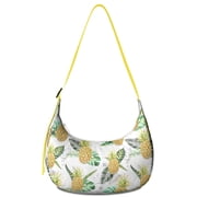 Pineapple Nylon Crescent Bag for Women Men Trendy, Medium Crossbody Dumpling Bags with Adjustable Strap Lightweight Travel Shoulder Tote Half Moon Hobo Bag