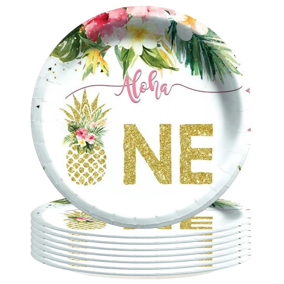 Pineapple One 1st Plates Birthday Decorations Party Supplies Tableware Disposable Dinnerware 8pcs