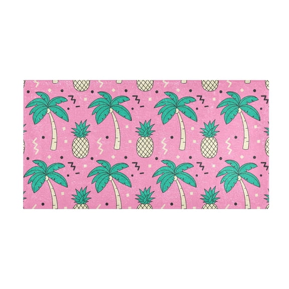 Pineapple Palm Tree Pink Bath Mat 39x20 Inch Soft Absorbent Non-Slip Plush Bathroom Rug for Floor