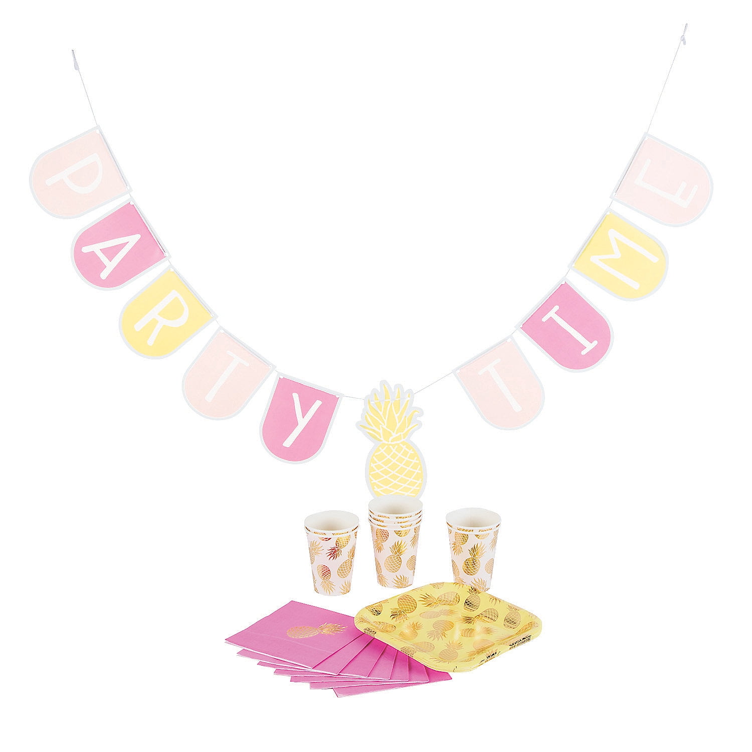 Tropical Pineapple Party Supplies Kit for 8 Guests