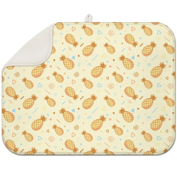 Pineapple Party Theme Coffee Mat – Durable Microfiber Spill Mat Featuring Aesthetic Pineapple Pattern, Lightweight Dish Drying Pad for Kitchen and Café Use