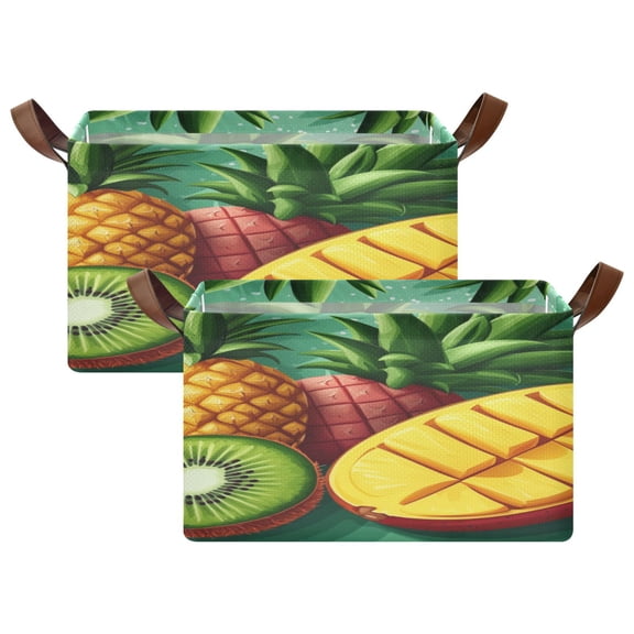 Pineapple Pattern 16.9x11.4x10in Foldable Open Home Storage Bins Durable Water Resistant Shelf Baskets