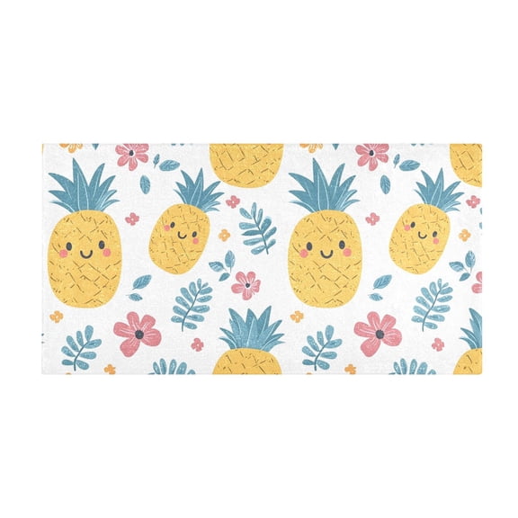 Pineapple Pattern Bath Mat 39x20 Inch Soft Absorbent Non-Slip Plush Bathroom Rug for Floor