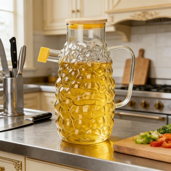Pineapple Pattern Borosilicate Glass Oil Dispenser with Side Handle