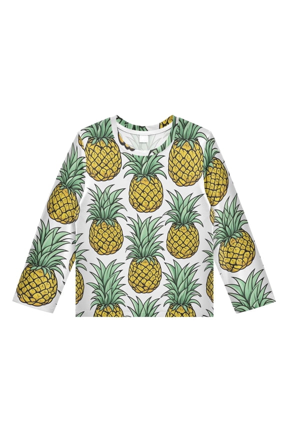 Pineapple Pattern Boys' Rash Guard Shirts UPF 50 Plus Sun Protection Short Sleeve Swim Tees 3T