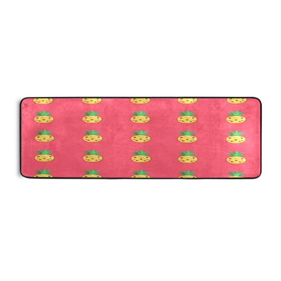 Pineapple Pattern Design 72x24" Runner Rug, Non-Slip Memory Foam Cushion, Anti-Crease for Hallways and Bedrooms