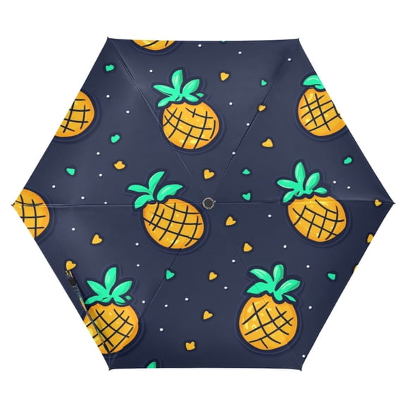 Pineapple Pattern Folding Umbrella UV50+ Waterproof Sun Protection Auto Open Close Compact Fiberglass Frame