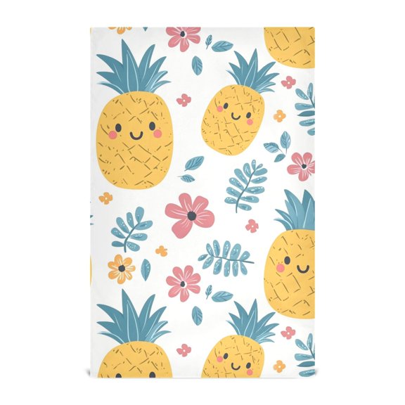 Pineapple Pattern Kitchen Towels Waffle Weave Decorative Tea Towels Multi Use Dishcloths 28x18in