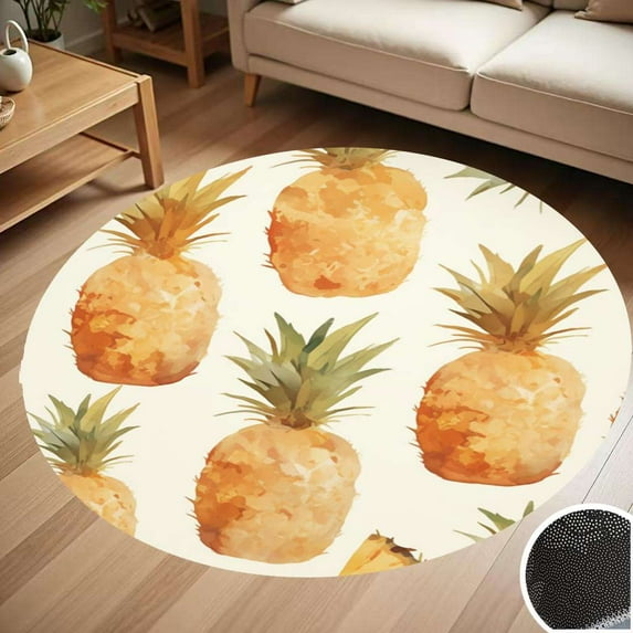Pineapple Pattern Orange Yellow Round Carpet Living Room Bedroom Home Decoration Coffee Table Mat Lounge Rug Chair Mats