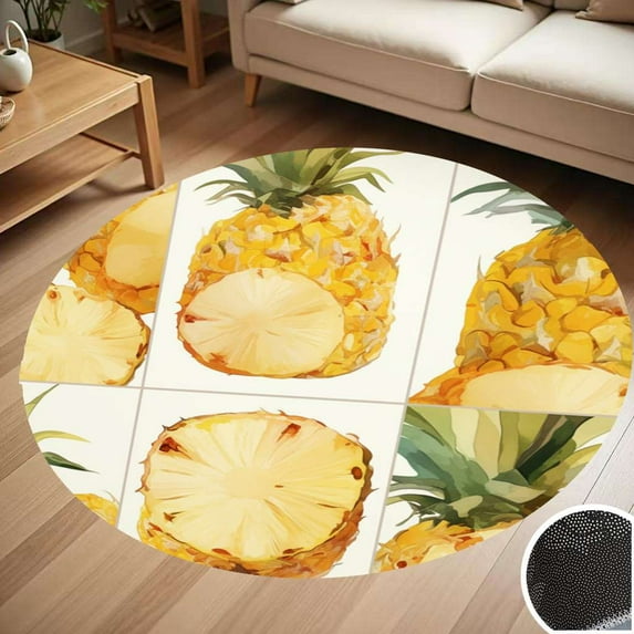 Pineapple Pattern Orange Yellow Round Carpet Living Room Bedroom Home Decoration Coffee Table Mat Lounge Rug Chair Mats