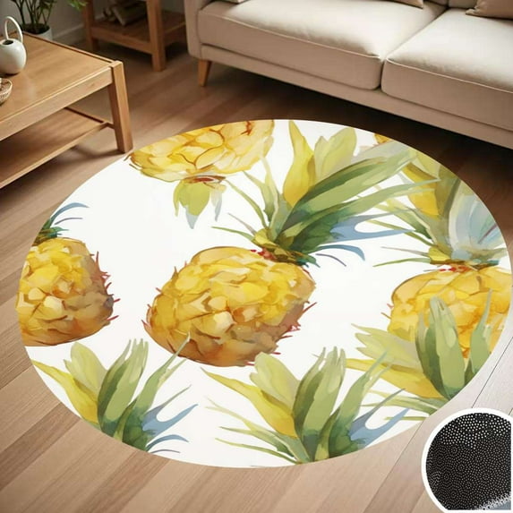 Pineapple Pattern Orange Yellow Round Carpet Living Room Bedroom Home Decoration Coffee Table Mat Lounge Rug Chair Mats