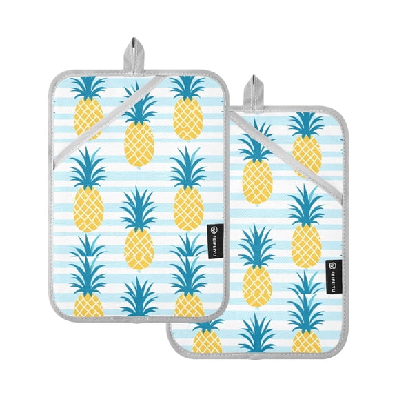 Pineapple Pattern Pot Holder Set 2 Piece Non-Slip Oven Hot Pads Heat Resistant Durable 7x9.8in