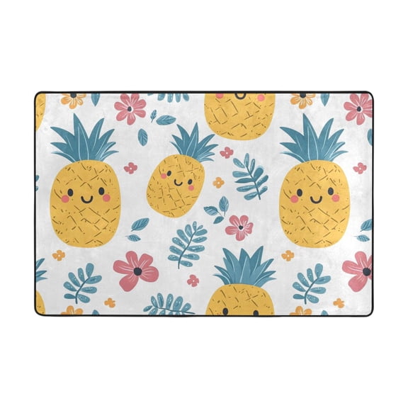Pineapple Pattern Rug 72x48in Memory Foam Absorbent Non Slip Plush for Living Room Office Bedroom