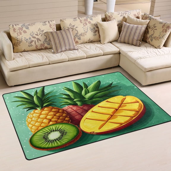 Pineapple Pattern Soft Polyester Area Rug 31''x20'', Non Slip, Memory Foam, Water Absorbent