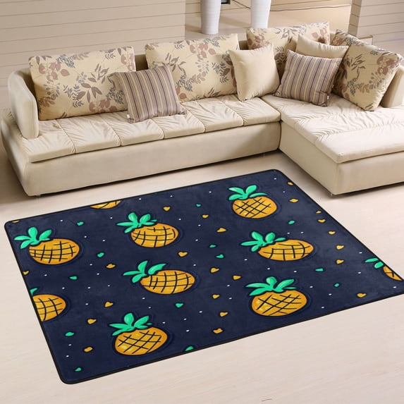 Pineapple Pattern Soft Polyester Area Rug 36''x24'', Non Slip, Memory Foam, Water Absorbent