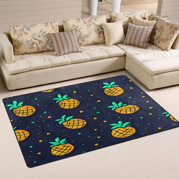 Pineapple Pattern Soft Polyester Area Rug 60''x39'', Non Slip, Memory Foam, Water Absorbent