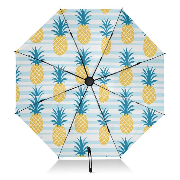 Pineapple Pattern Umbrella Folding Sun Umbrella Travel Auto Open Close Large UV50+ 40in