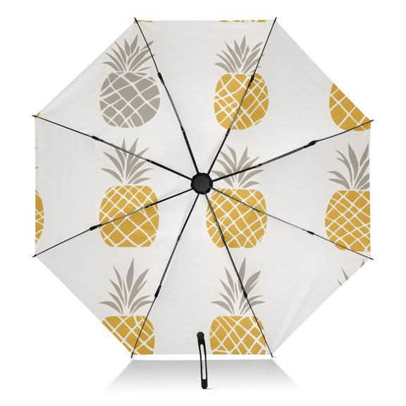 Pineapple Pattern Umbrella Folding Sun Umbrella Travel Auto Open Close Large UV50+ 40in