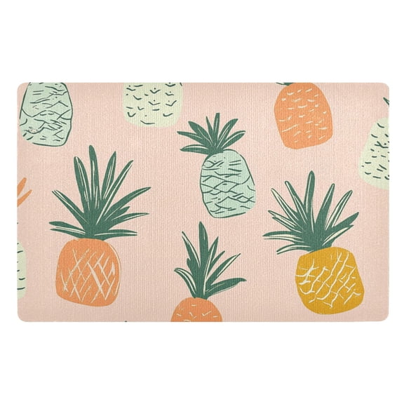 Pineapple Pattern on Peach Background Floor Door Mat Outdoor Indoor for Home Entrance Welcome Mats 32"x20"