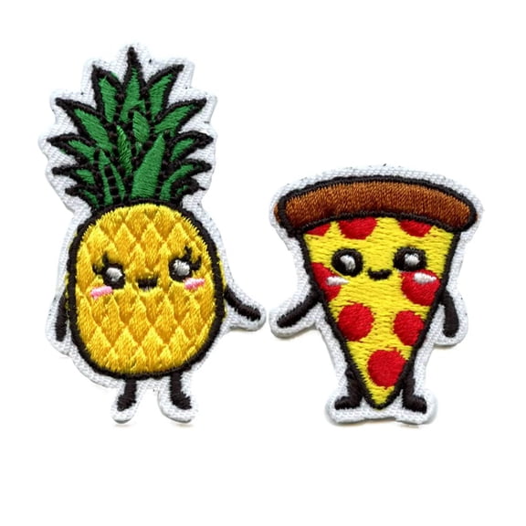 Pineapple Pepperoni Pizza Love Patch Food Combination Iron On Embroidered Set Best Friends