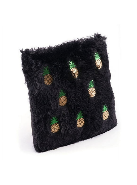 Foam Pineapple Pillow, In Black And Golden