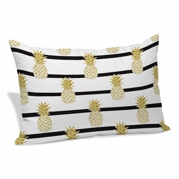 Pineapple Pillow Covers, Linen Long Throw Pillow Case, Modern Abstract Yellow Fruits Stripes Holiday Pillow Protector Decorative Cushion Cover for Living Room/Bedroom 20" x 26"
