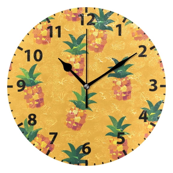 Pineapple Pixel Wall Clock 10in Round Artistic Oil Painting Home Decor Desk Table Clock