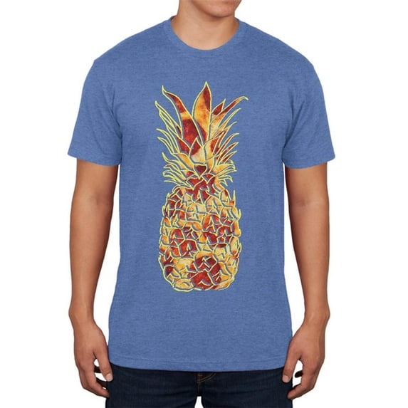 Pineapple Pizza Mens Soft T Shirt Heather Royal MD