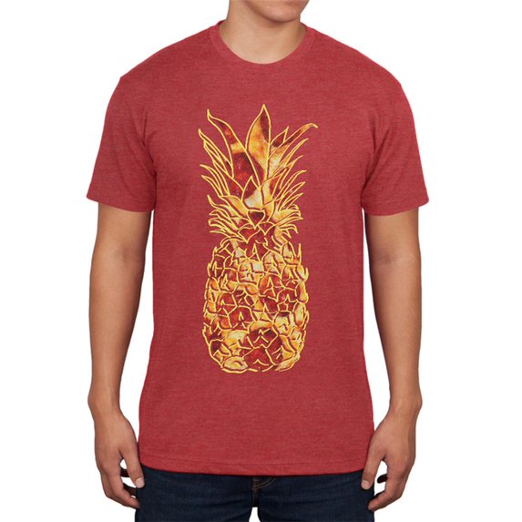 Pineapple Pizza Mens Soft T Shirt Vintage Red LG