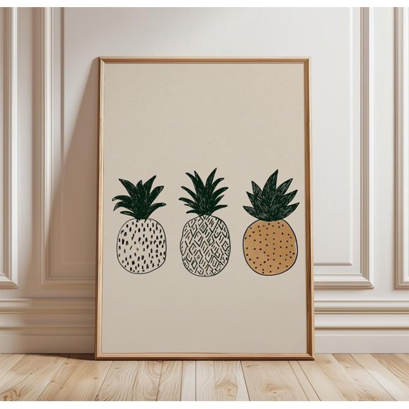 Pineapple Poster Minimal Fruit Wall Art Kitchen Decor Print Simple Botanical Illustration