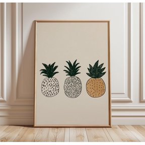 Pineapple Poster Minimal Fruit Wall Art Kitchen Decor Print Simple Botanical Illustration