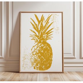 Pineapple Poster Tropical Fruit Print Yellow Kitchen Wall Art 1