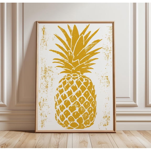 Pineapple Poster Tropical Fruit Print Yellow Kitchen Wall Art