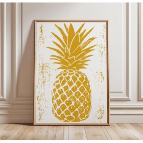 Pineapple Poster Tropical Fruit Print Yellow Kitchen Wall Art