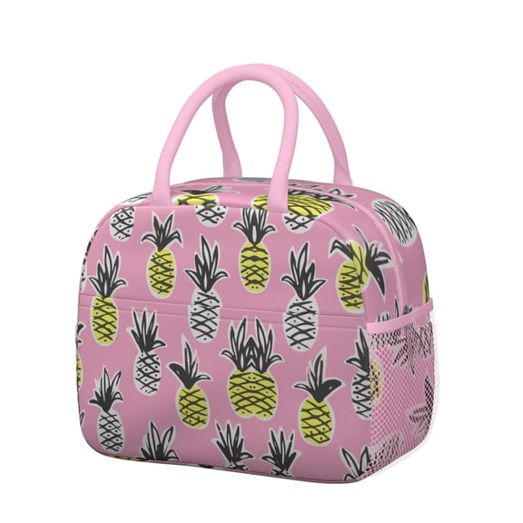 Pineapple Print Insulated Lunch Bag - Waterproof & Leakproof Thermal Lunch Tote for Women, Office, Work, School - Hawaiian Tropical Fruit Pattern