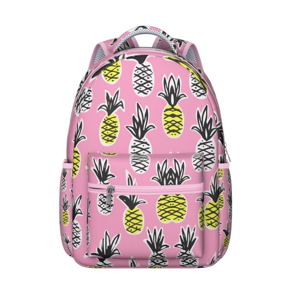 Pineapple Print Laptop Backpack - Trendy College Bag for Women & Men, Roomy Main Compartment with Organizer, Comfortable Shoulder Straps for All-Day Wear