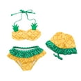 thumbnail image 1 of Pineapple Print Polyester Bikini Swimsuit Set (Girl's 12-14) 3-Piece Set, 1 of 9