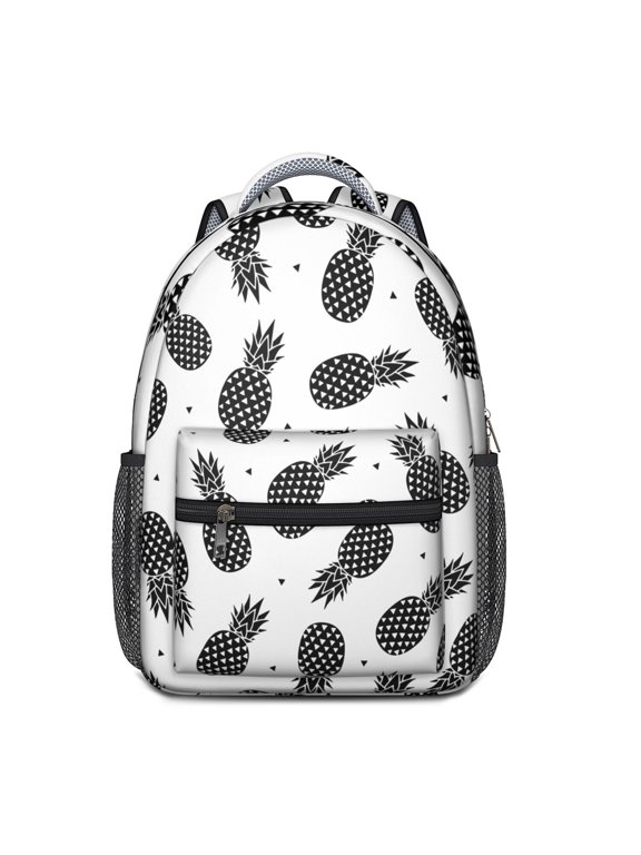 Pineapple Print Waterproof School Backpack - Ergonomic Student Backpack with Spinal Support & Breathable Straps for Teens & College Students