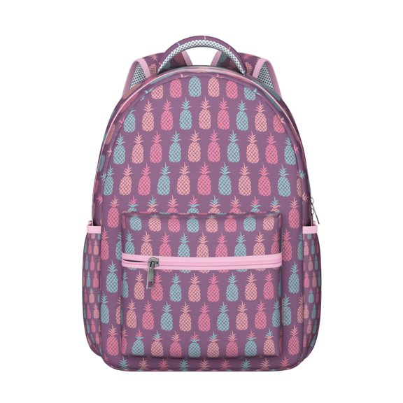 Pineapple Print Waterproof School Backpack - Ergonomic Student Bookbag with Spinal Support & Breathable Straps for Teens